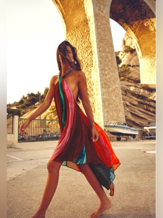 Zara Dresses & Skirts - Zara Women Multicolor Beaded Halter Dress, beach summer vacation dress